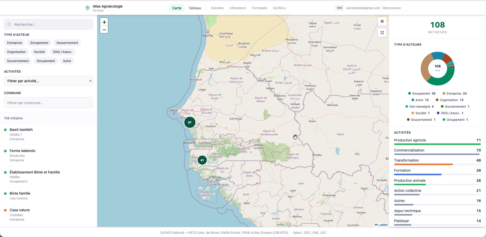 Carte des initiatives agroécologiques